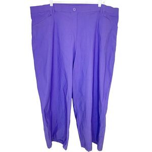 Ashley Stewart Purple Stretch Power Twill Pull-On Trousers Pants Plus Size 28 4X